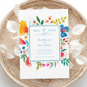 Kleurrijke Waterverf Wildflower bruiloft Save The Date