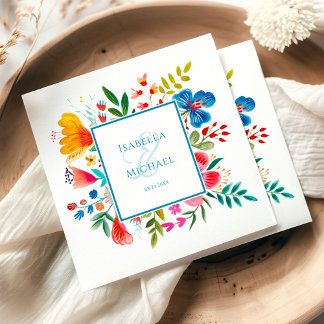 Kleurrijke Waterverf Wildflower Floral Wedding Servet