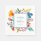 Kleurrijke Waterverf Wildflower Floral Wedding Servet (Voorkant)