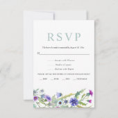 Kleurrijke waterverf wildflower lente bruiloft RSVP kaartje (Voorkant)