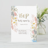 Kleurrijke Waterverf Wildflower Meadow Gedroogd Kaart (Staand voorkant)