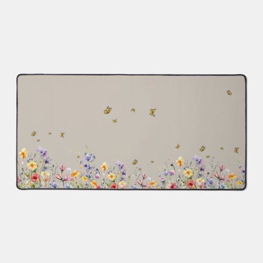Kleurrijke Waterverf Wildflower met Butterfly Bureaumat (Voorkant)