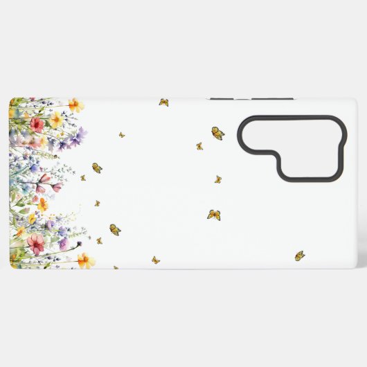 Kleurrijke Waterverf Wildflower met Butterfly Samsung Galaxy Hoesje (Achterkant horizontaal)