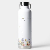 Kleurrijke Waterverf Wildflower met Butterfly Waterfles (Voorkant)