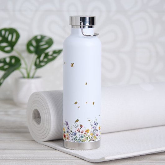 Kleurrijke Waterverf Wildflower met Butterfly Waterfles (Yoga)
