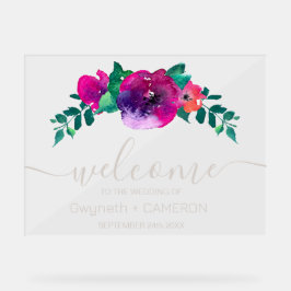 Kleurrijke Waterverf Wildflower welkom Acryl Bord