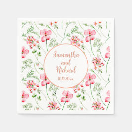 Kleurrijke Waterverf Wildflowers Bruiloft Servet