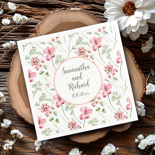 Kleurrijke Waterverf Wildflowers Bruiloft Servet