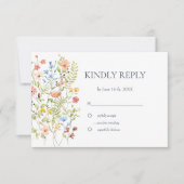 Kleurrijke Waterverf Wildflowers Wedding RSVP (Voorkant)