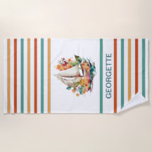 Kleurrijke Waterverf Zeailboat Monogramed Beach To