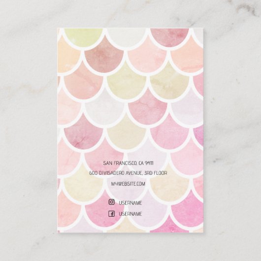 Kleurrijke Waterverf Zeemeermin Earning Holder Visitekaartje (Achterkant)