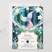 Kleurrijke Waterverf Zeemeermin Verjaardag