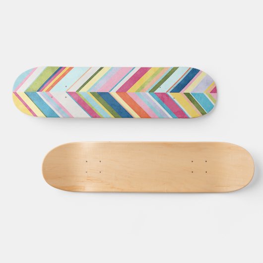 Kleurrijke Waterverf Zig Zag Stripe Art Patroon Persoonlijk Skateboard (Horizontaal)