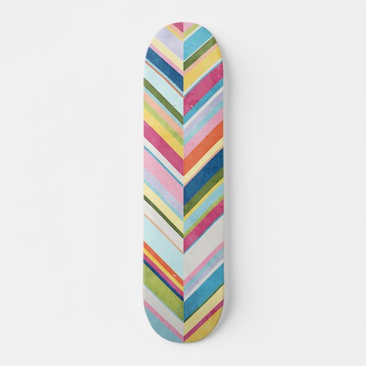 Kleurrijke Waterverf Zig Zag Stripe Art Patroon Persoonlijk Skateboard (Voorkant)