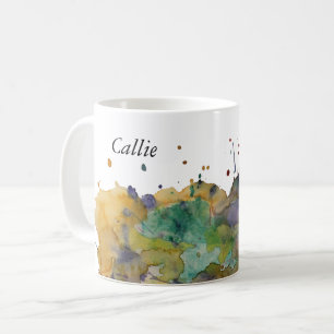 Kleurrijke waterverfspatten, gepersonaliseerd 1 koffiemok