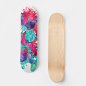 Kleurrijke waterverfspatten persoonlijk skateboard (Voorkant)