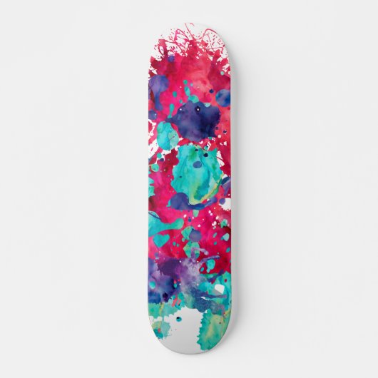 Kleurrijke waterverfspatten persoonlijk skateboard (Voorkant)