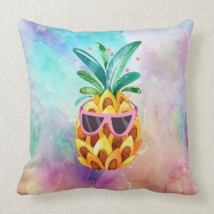 Kleurrijke Waterverven achtergrond Leuke ananas Kussen