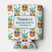 Kleurrijke Waterverven Ananas Paarse zonnebril Blikjeskoeler (Achterkant)