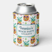 Kleurrijke Waterverven Ananas Paarse zonnebril Blikjeskoeler (Blikje Achterkant)