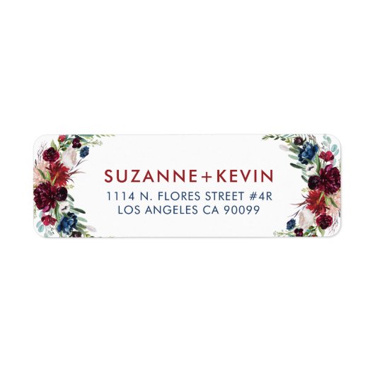 Kleurrijke waterverven bloemboeket etiket (Voorkant)