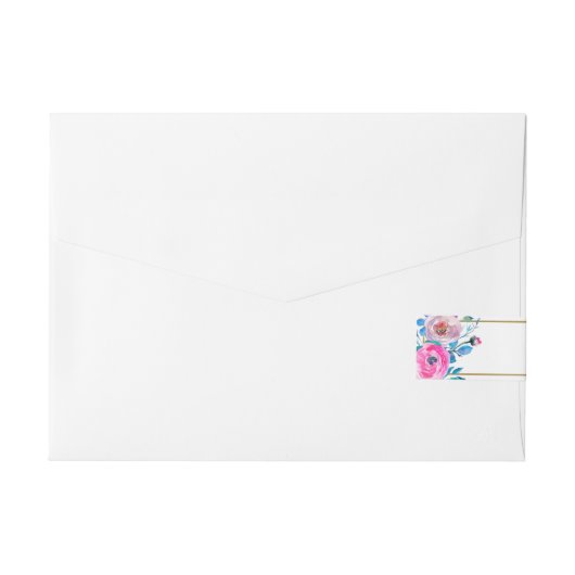 Kleurrijke Waterverven Bloemen Bruiloft Lijst Omwikkelbaar Adreslabel (Achterkant)