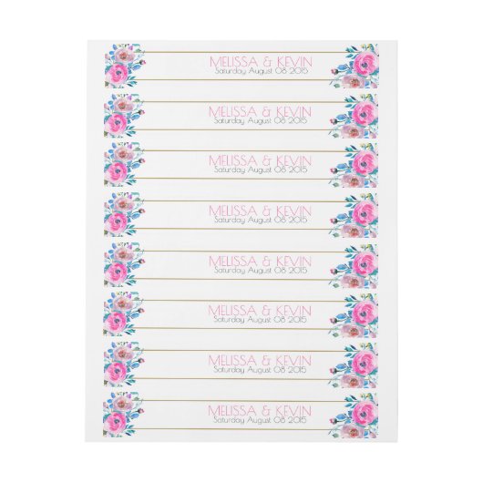 Kleurrijke Waterverven Bloemen Bruiloft Lijst Omwikkelbaar Adreslabel (Vel)