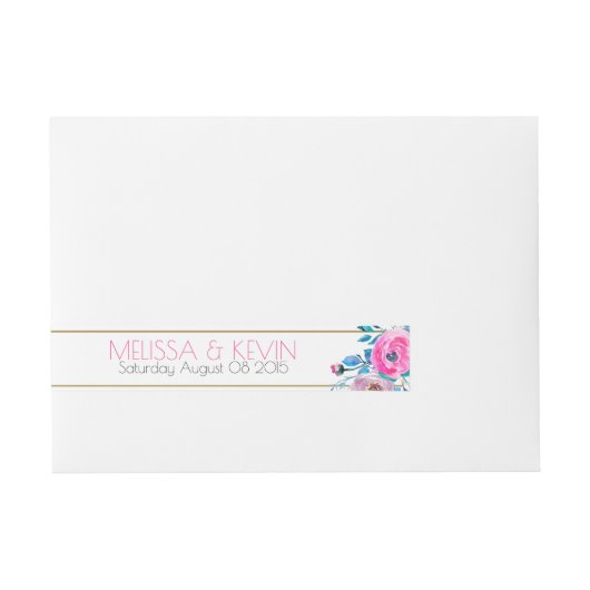 Kleurrijke Waterverven Bloemen Bruiloft Lijst Omwikkelbaar Adreslabel (Voorkant)