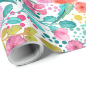 Kleurrijke Waterverven Bloemen Collage Cadeaupapier (Rol Hoek)