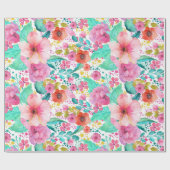 Kleurrijke Waterverven Bloemen Collage Cadeaupapier (Vlak)