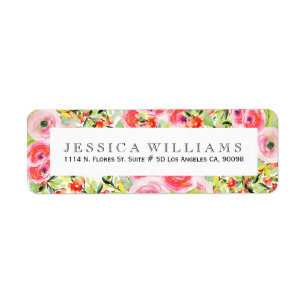 Kleurrijke Waterverven Bloemen Collage Etiket