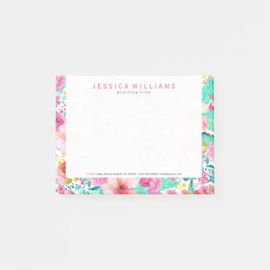 Kleurrijke Waterverven Bloemen Collage Post-it® Notes (Voorkant)