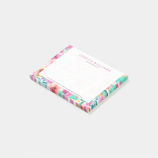 Kleurrijke Waterverven Bloemen Collage Post-it® Notes (Schuin)