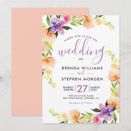 Kleurrijke waterverven bloemen lijst kaart