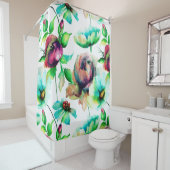 Kleurrijke Waterverven Bloemen Naadloos Patroon Douchegordijn (In situ)