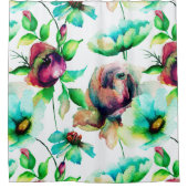 Kleurrijke Waterverven Bloemen Naadloos Patroon Douchegordijn (Voorkant)