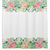 Kleurrijke Waterverven Bloemen Rand Douchegordijn (Voorkant)
