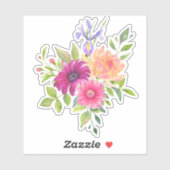 Kleurrijke Waterverven Bloemen Rustiek Boeket Sticker (Vel)