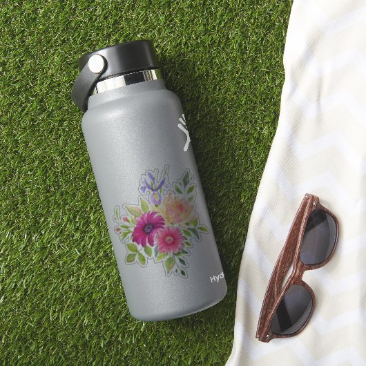 Kleurrijke Waterverven Bloemen Rustiek Boeket Sticker (HydroFlask Insitu)