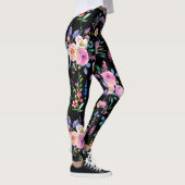 Kleurrijke Waterverven bloemenpatroon Leggings (Rechts)