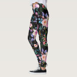 Kleurrijke Waterverven bloemenpatroon Leggings<br><div class="desc">Elegante kleurrijke waterverven bloeien naadloos patroon over zwarte achtergrondkleur.</div>