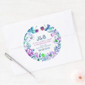 Kleurrijke Waterverven Bloemkrans Ronde Sticker (Envelop)