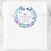 Kleurrijke Waterverven Bloemkrans Ronde Sticker (Tas)