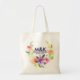 Kleurrijke Waterverven Bloemkrans Tote Bag
