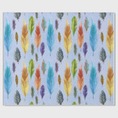 Kleurrijke Waterverven Boho Feathers Pattern Cadeaupapier (Vlak)