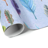 Kleurrijke Waterverven Boho Feathers Pattern Cadeaupapier (Rol Hoek)