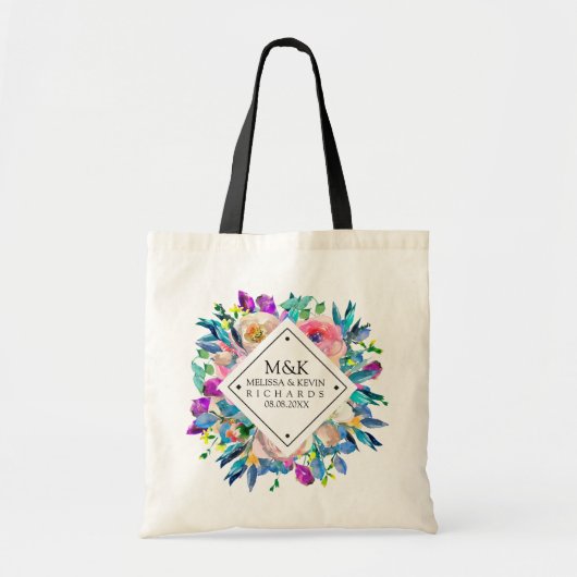 Kleurrijke Waterverven Flowers Bouquet Tote Bag (Voorkant)