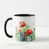 Kleurrijke Waterverven Flowers & Red Poppies Mok (Links)