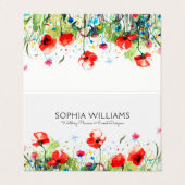 Kleurrijke Waterverven Flowers & Red Poppies Visitekaartje (Buitenkant ongevouwen)