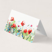 Kleurrijke Waterverven Flowers & Red Poppies Visitekaartje (Achterkant)